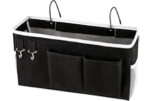 Creproly Bedside Caddy/Hanging Storage Bag for Headboards Bunk Hospital Beds Dorm for Storage Books, Keys, Mobile Phones (Black)