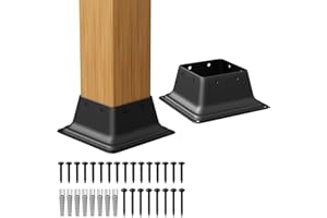SPACEEUP 4x4 Post Base 2PCS, Internal Size 3.6 x 3.6 Inch Heavy Duty Steel Deck Post Bracket, Fit for 4 x 4 Standard Wood Post Anchor, Decking Base Plate Black Powder Coated