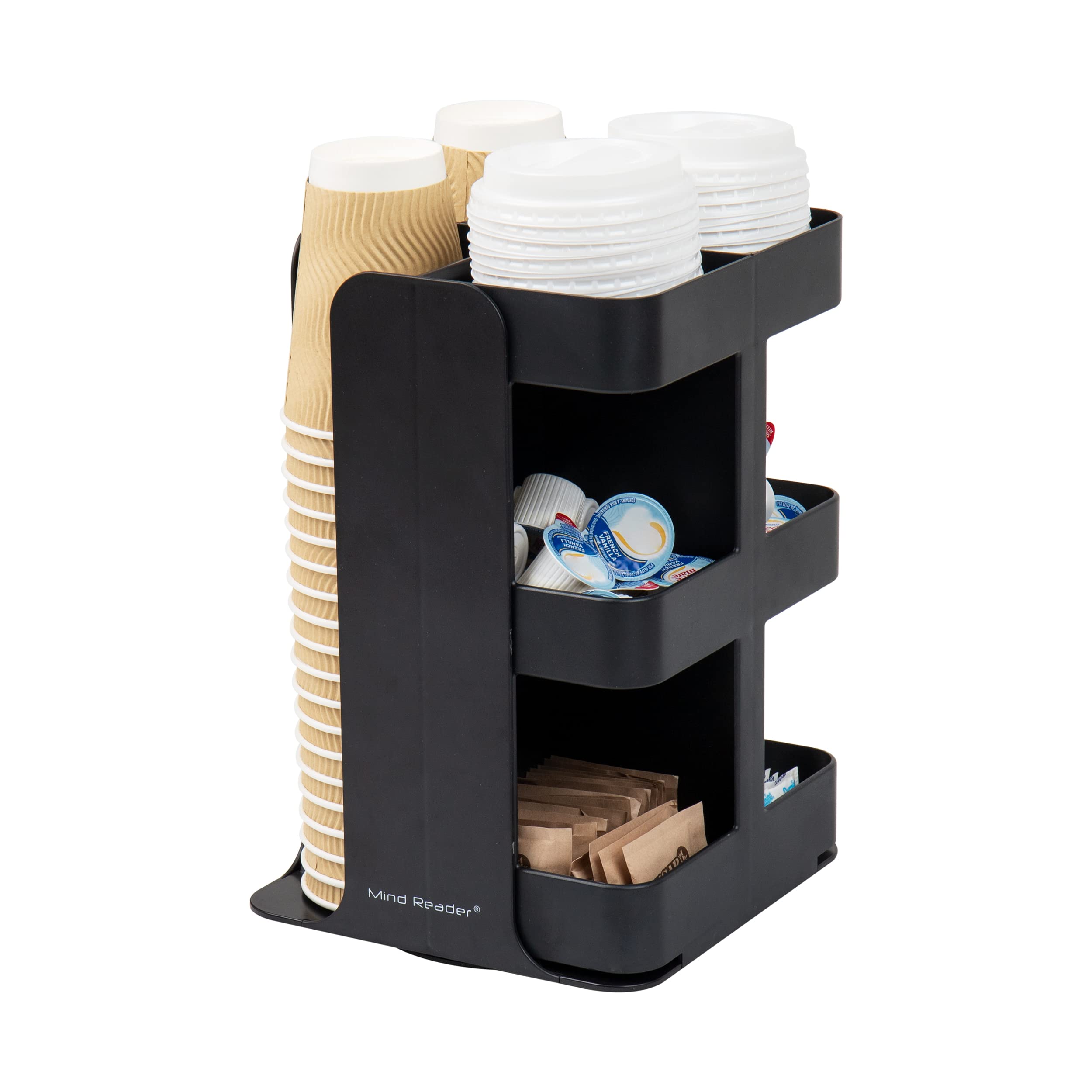 Mind Reader Cup Condiment Carousel, Countertop Organizer, Coffee Bar Accesories, Kitchen, Stirrers, 8