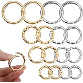 Matwsec 16 Pcs Spring O Ring Clips, Metal Key Ring Clips, Round Carabiner Clip, Small Keychain Clip for Keys, Buckle, Handbag, Bag Purse, Mini Keyring, Replacement Paracord Keychain (Gold, Silver)