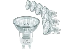 DUMILOO GU10 Halogen Bulb 120V 50W Halogen Light Bulbs for Candle Warmer Lamp, Track & Recessed Lighting, Range Hood, MR16 with Glass Cover, 2700K Warm White, Dimmable, Pack of 6