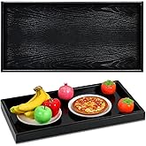 Mumufy 24 x 13 Inch Rectangle Walnut Wood Ottoman Tray Natural Handmade Decorative Serving for Tea Coffee Classic Wooden Walnut Living Room Cafe (Black)