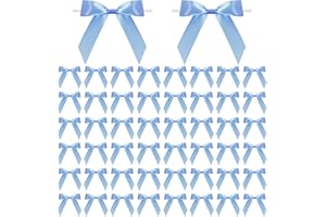 Bcxfbxd 50Pcs Mini Twist Tie Bows for DIY Crafts Gifts Wrap Bows Stain Ribbon Bows for Wedding Birthday Christmas Party Wrapp