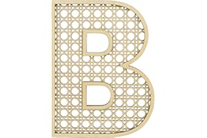 ETHANBERG Wooden Rattan Letter B, 8 Inch Rattan Wood Baby Letters Wall Decor, Boho Nursery Decor Wood Letter for Wedding Baby Shower Bedroom, Large Rustic Alphabet Letters Home Decoration