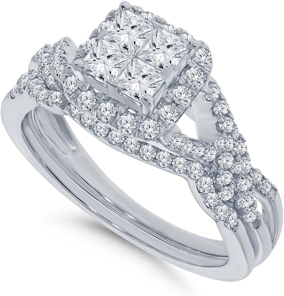 10K White Gold 1 Carat Real Princess Cut Diamond Engagement Wholesale Diamonds