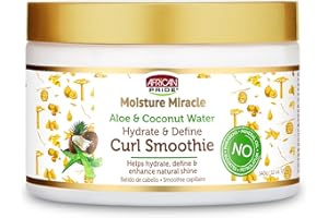 African Pride Moisture Miracle Aloe & Coconut Water Curl Smoothie – Hydrate & Define Cream for Curly Hair, Lightweight Moisture, Shine & Soft Hold | Curly Hair Cream & Anti Frizz Hair Product | 12 oz