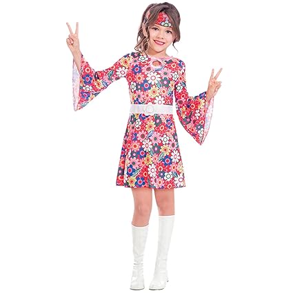 Amscan Fräulein aus den Sechzigern - 60er Jahre hippie Kostüm Kinder Mädchen