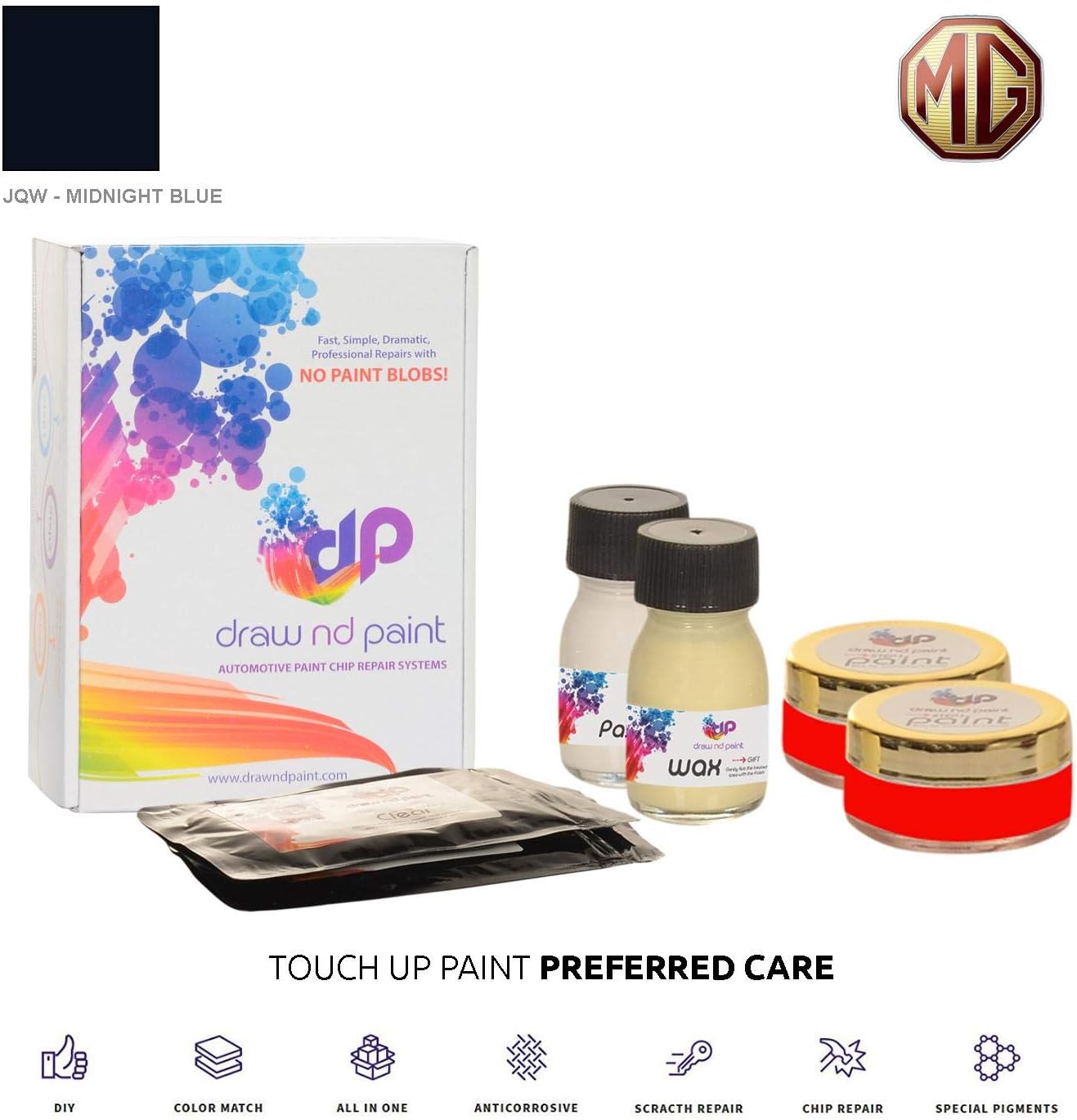 Drawndpaint For Mg Rover All Midnight Blue Jqw Touch Up Paint System Exact Match Preferred Care Amazon Co Uk Car Motorbike