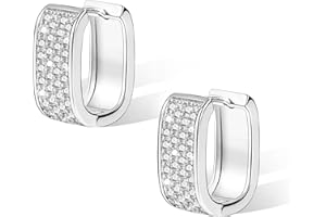 ALEXCRAFT 925 Sterling Silver Earrings for Women Small Chunky Silver Earrings Cubic Zirconia Small Hoop Earrings Silver Hypoallergenic Earrings Small Thick Huggie Hoops Earrings for Jewelry Gifts