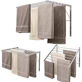 Smartsome Wall Mounted Clothes Drying Rack, 22" Wide | 15 Linear Feet Capacity, 8 Stainless Steel Rods, 60 lb Capacity, Compact &amp; Space-Saving