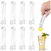Ninsula 8 PCS Plastic Serving Tongs, 6.3 Inches Disposable Clear Tongs | Kitchen Small Serving Utensil Tongs for Party Catering Buffet Bakery Salad Cookies Candy Fruit Ice, Easy to Use and Clean