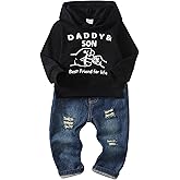 Renotemy Toddler Baby Boy Clothes Denim Outfits Infant Hooded Sweatshirt Jeans Pants Little Boys Clothing