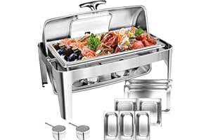 Umisu 13 QT Chafing Dish Buffet Set,Stainless Steel Food Warmer with Perspective Window for Parties,Wedding,Birthday,Catering