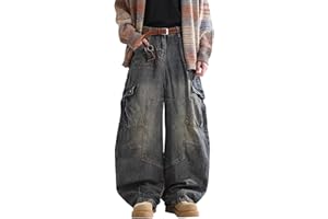 Baggy Barrel Jeans for Men Distressed Denim Loose Oversized Pants Wide Leg Cargo Jeans Y2k Fashion Casual Clothes