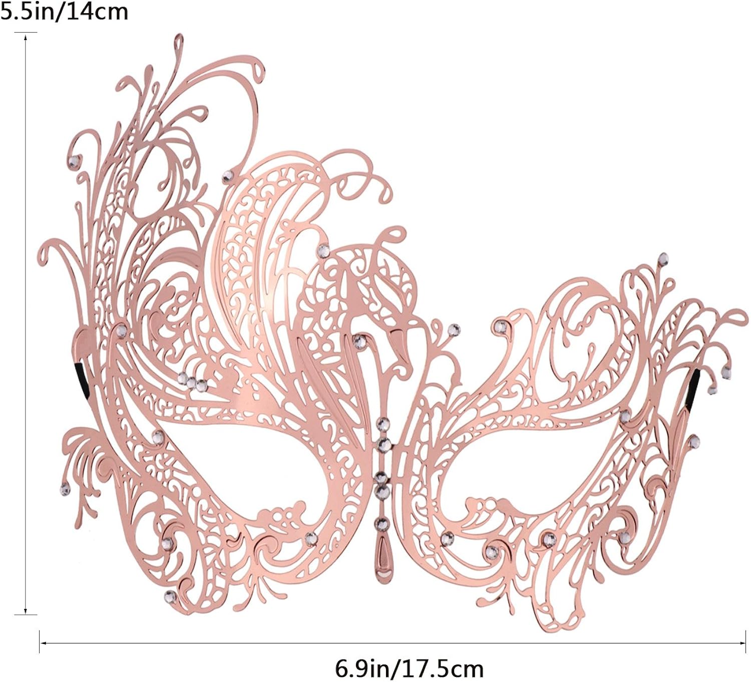 Coddsmz Masquerade Mask Halloween Mardi Gras Party Mask Metal for Lady Ball, Rose Gold - Image 5