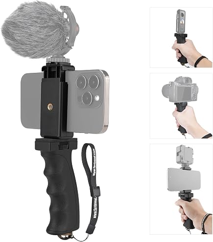 Hersmay Gabbia Supporto Universale Per Smartphone – Con Maniglie E Sgancio Rapido Per Vlogging