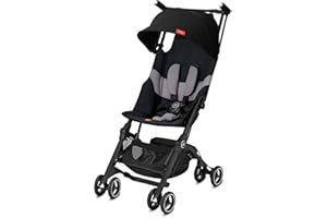 gb Pockit+ All-Terrain, Ultra Compact Lightweight Travel Stroller with Canopy and Reclining Seat in Velvet Black
