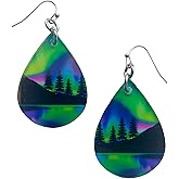 Aurora Borealis Dangle Drop Earrings of the Northern Lights Solar Weather Jewelry Mountain View