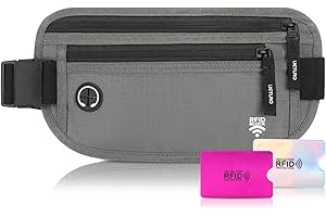 UETLRO Passport Holder for Travel for Men and Women Hidden Money Belt Grey Travel Wallet with RFID Blocking Sleeve Fanny Pack for Men
