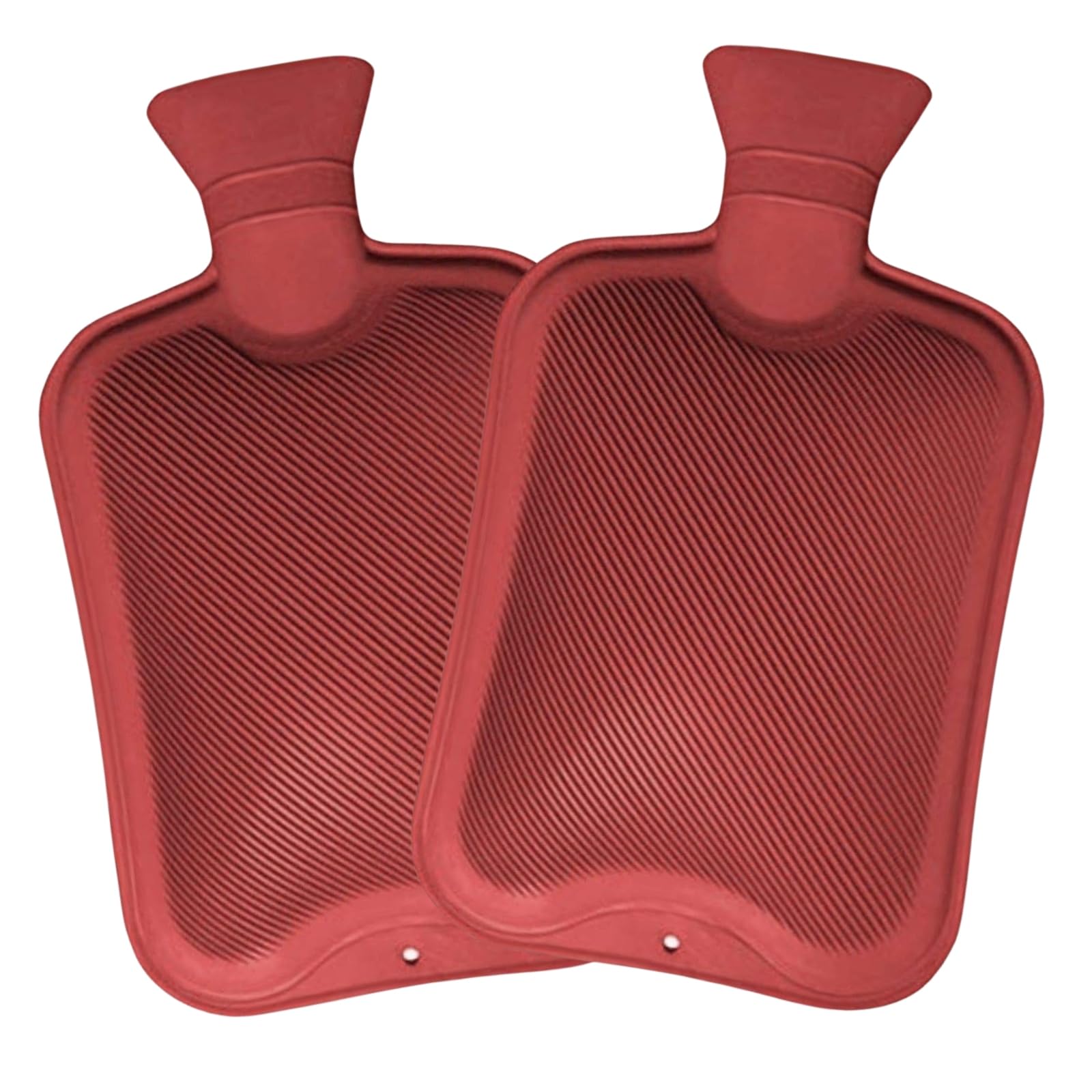 Pack of 2 Hot Water Bottles | Natural Rubber Large Hot Water Bottle 2L | Red Hot Water Bag for Pain Relief Secure & Leakproof (2 Litre Red)