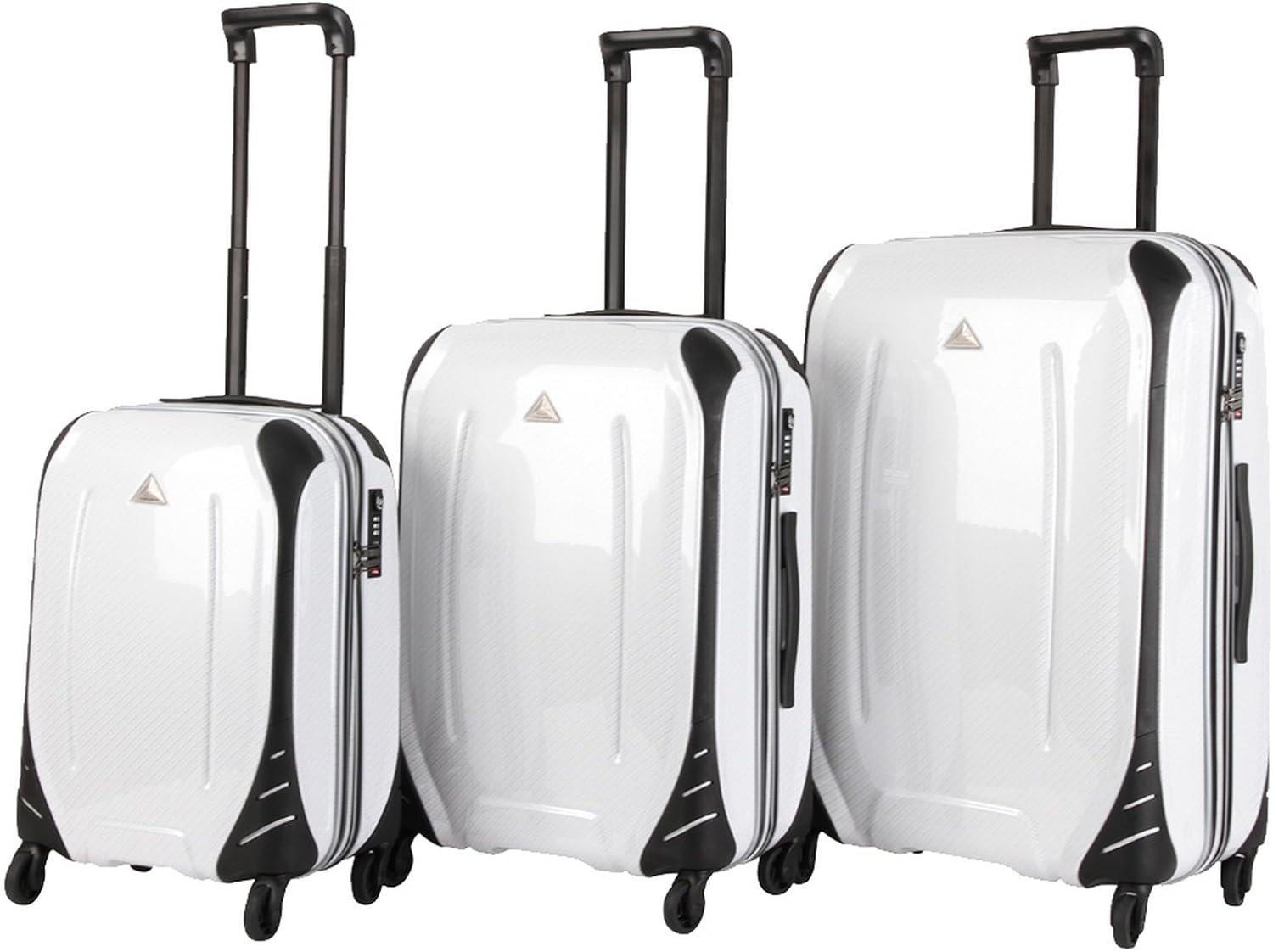 Triforce Empire Collection 3piece Hardside Spinner Luggage Set White Clothing