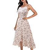 DRESSTELLS Women's Floral Summer Dress 2025, High Low Boho Spaghetti Casual Beach Sundress