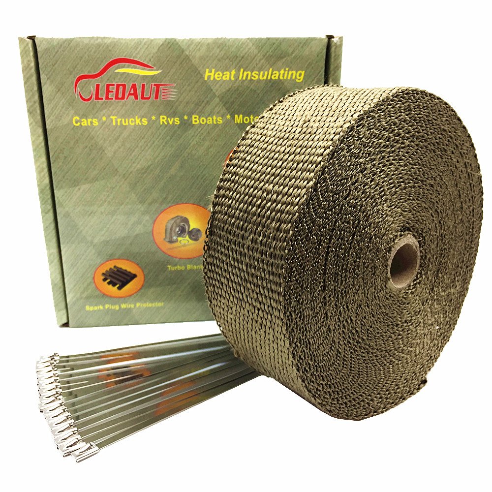 LEDAUT 2" x 50' Titanium Exhaust Heat Wrap Roll for Motorcycle