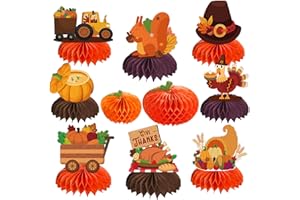 KOCKUU 10 Pcs Thanksgiving Centerpieces for Party Table Decorations, Double-sided Autumn Honeycomb Centerpieces for Autumn Thanksgiving Birthday Party Fall Classroom Decor Supplies