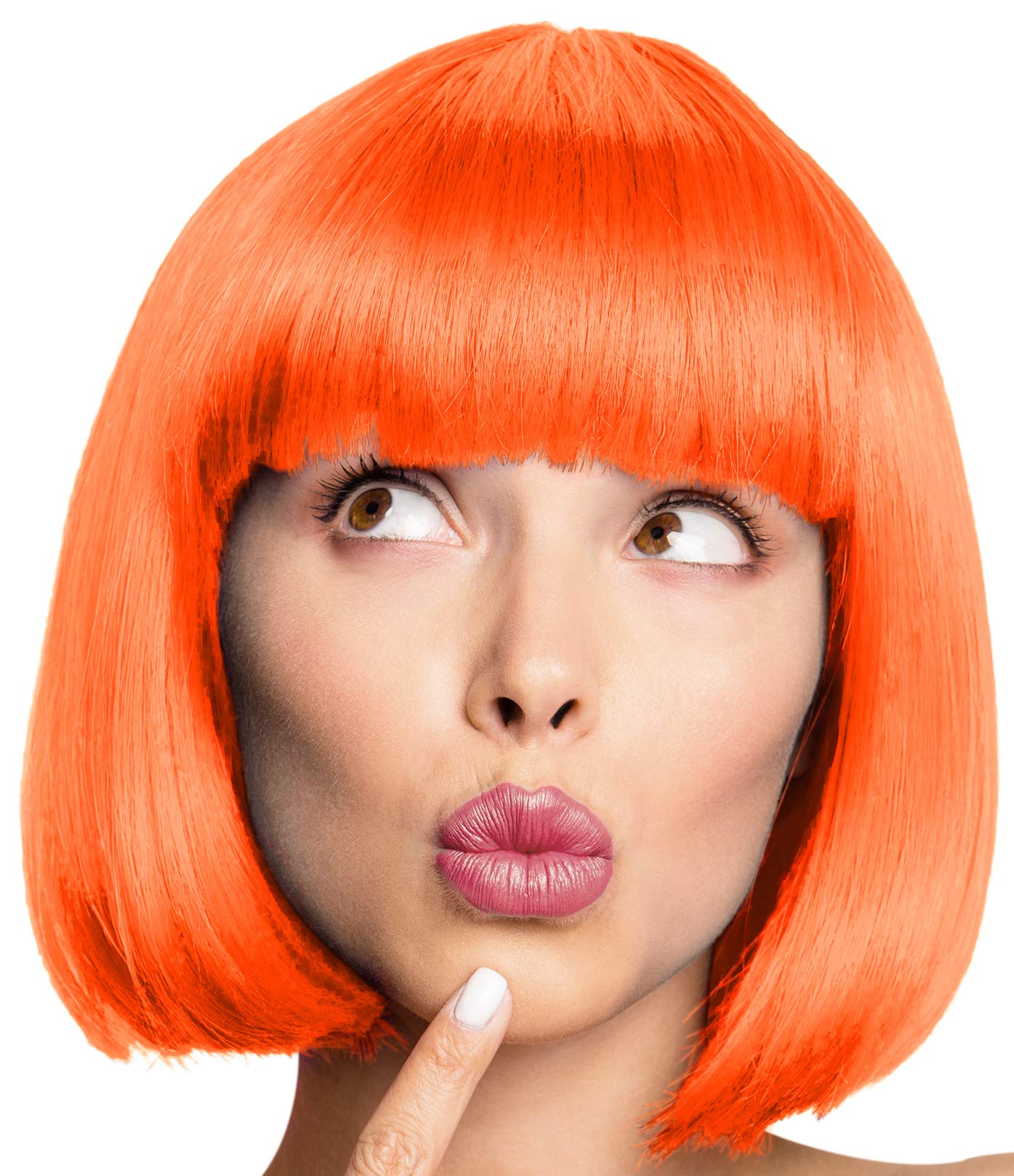 Bob Wig Wig Cabaret Pageboy Charleston Wigs for Carnival/Fancy Dress & Motto Party - 13 COLOURS (Orange.)