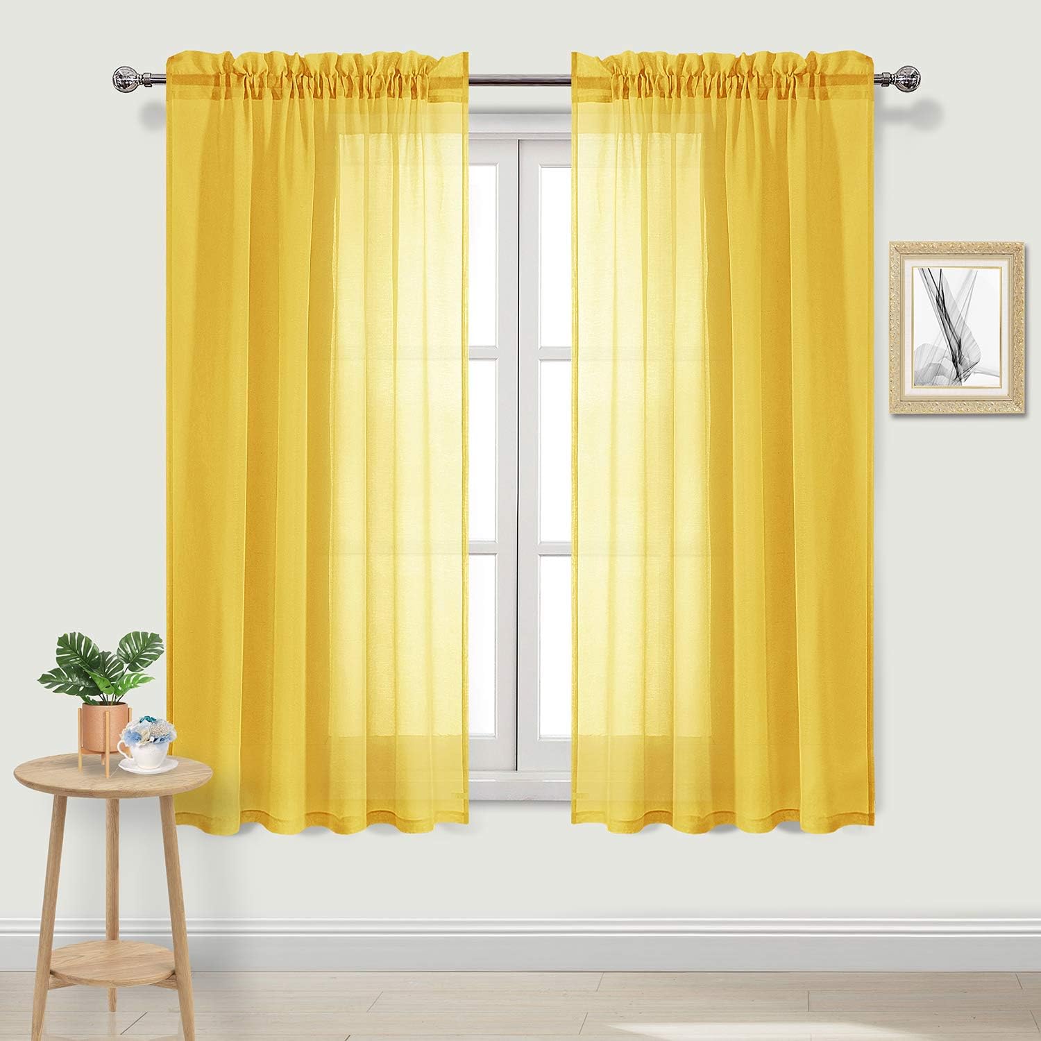 Amazon.com: DWCN Yellow Sheer Curtains 