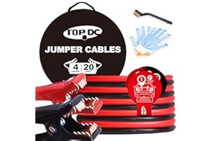 TOPDC 4 Gauge 20 Feet Jumper Cables for Car, SUV and Trucks Battery, Heavy Duty Automotive Booster Cables for Jump Starting Dead or Weak Batteries with Carry Bag, (TD-P0420ULB)