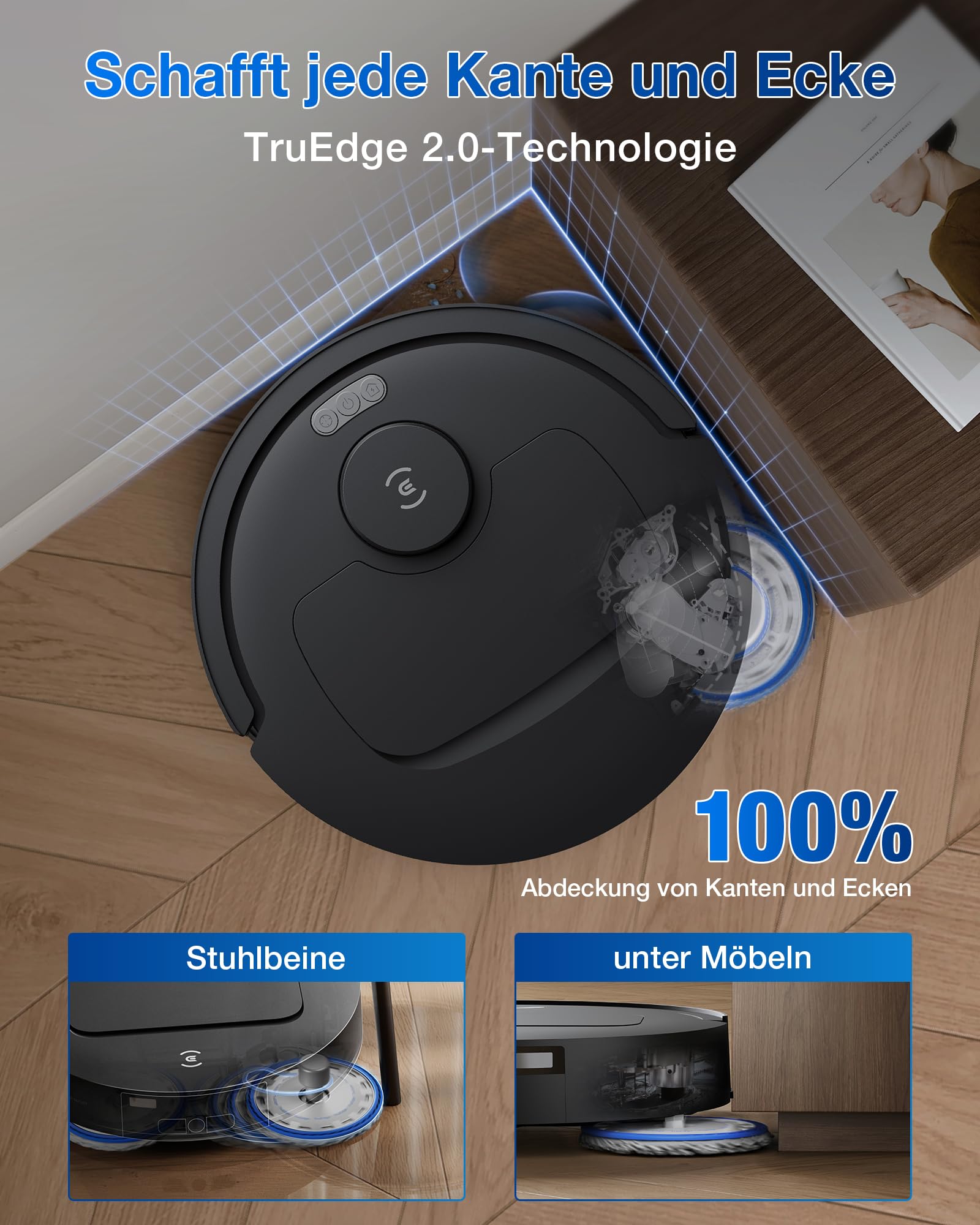 ECOVACS Deebot T30C Omni Gen2, Robot Vacuum Cleaner with Wiping Function, 25,000 Pa, OZMO Turbo 2.0 Wipe, ZeroTangle 3.0 Anti-Tangle, TruEdge 2.0 Edge Cleaning, Omni Station, 75°C Mop Wash, Black