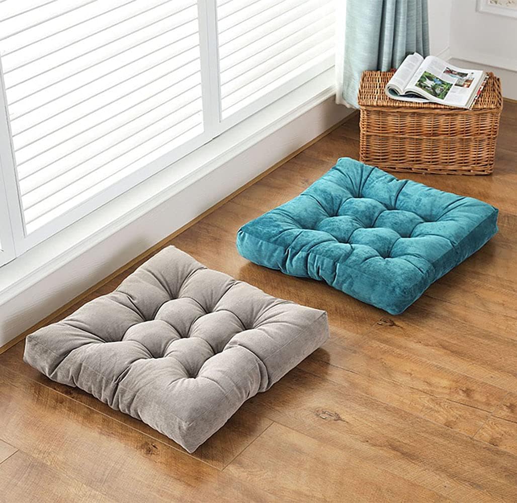 Nathime Floor Pillow Square Meditation Pillow for Seating on Floor Thick Tufted Seat Cushion for Living Room Hanging Swing Chair Window Pads 22x22 Inch, Grey, 1Pc: Kitchen & Dining