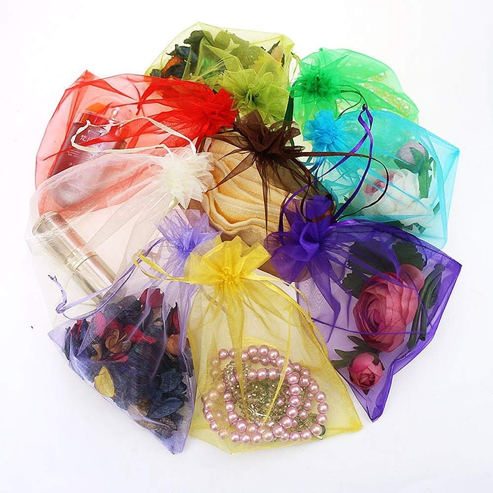 Boolavard® TM 50 Party Xmas Gift Bags Jewellery Pouches Mixed Organza Bridal Wedding Purple Blue Pink Yellow Black 7 * 9 cm - Image 5