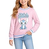 Disney Lilo and Stitch Girls Sweatshirt - Crew Neck Long Sleeve Pullover Fleece Graphic Sweatshirts for Girls (Sizes: 4-6)