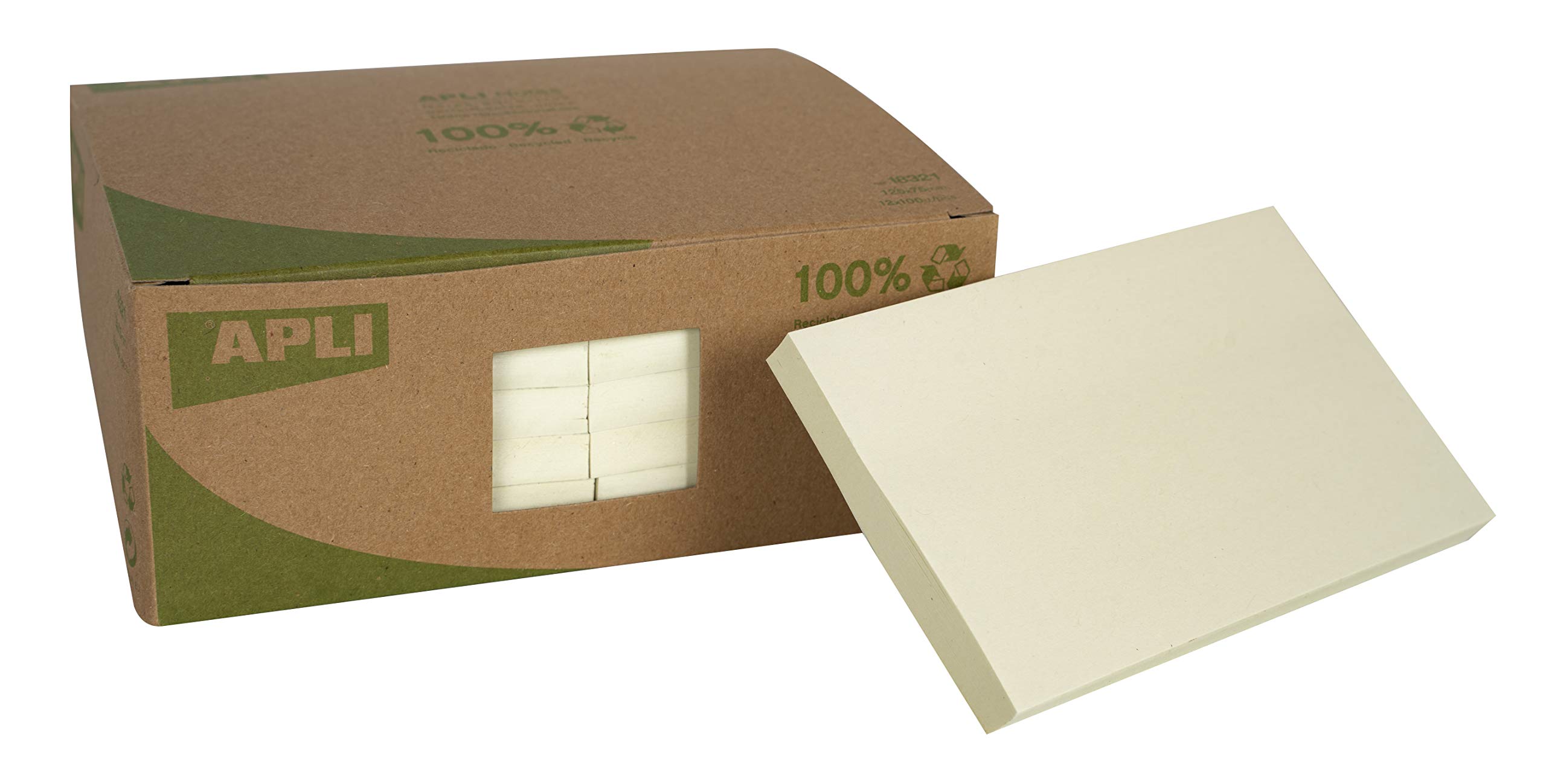 APLI 18321 – Recycled Sticky Notes Classic 125 x 75 mm 12 Pads of 100 Sheets Yellow