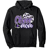 Cheer Mom Shirt, Megaphone Purple Leopard Cheetah Print Pullover Hoodie