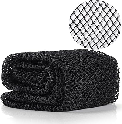 JASSINS African Net Bath Sponge Back Scrubber 66 Inch Stretch Black
