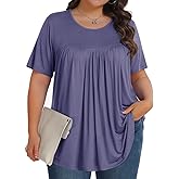Womens Plus Size Tops Tunic Short Sleeve Crew Neck Shirts Casual Soft Blouse 1X-5X