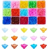 Magibeads 750 pcs Frosted Flower Beads Caps for Jewelry Making Acrylic Floral Spacer Beads 15 Colors Bell Trumpet Lily End Beads Caps for DIY Handmade Crafts Supplies