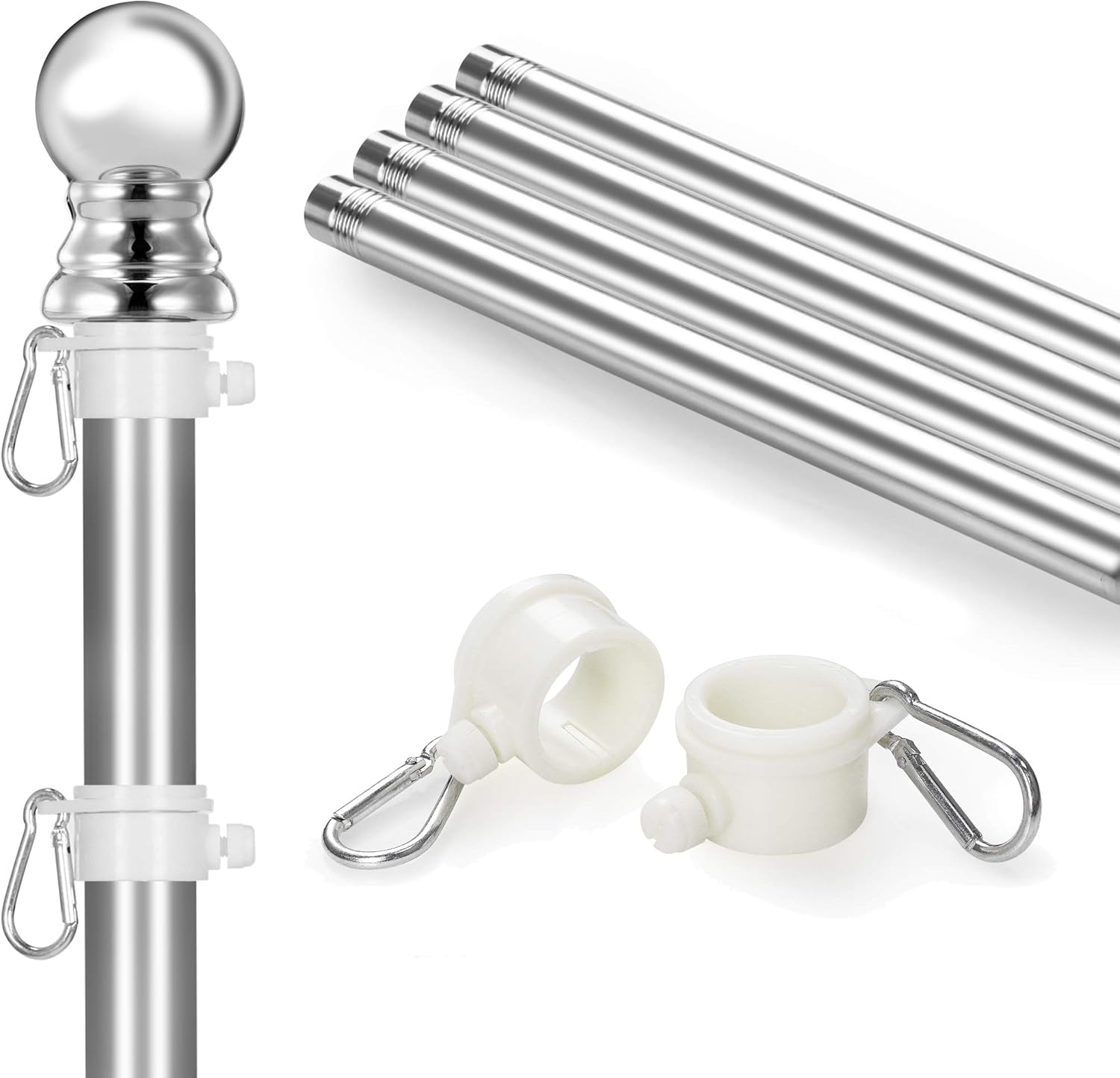 Ahomphe 6 FT Flag Pole, Stainless Steel Flag Pole Kit for