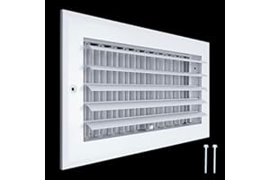 Fits 12x6 Duct Opening Aluminum 1-Way Adjustable Air Supply Grille by Handua | Curved Blade Register Vent Cover for Sidewall & Ceiling | White | Outer Size: 13.75" X 7.75"