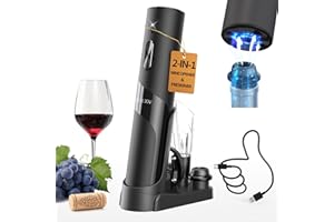 CIRCLE JOY Rechargeable Wine Opener Electric Wine Bottle Opener 7-in-1 Wine Gift Set with Electric Vacuum Pump, Charging Stat
