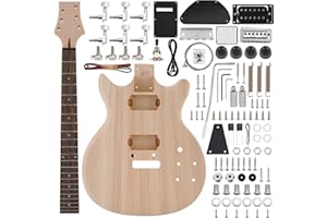ZEFF DIY Electric Guitar Kit with Basswood Body,6 Strings Electric Guitar Kits W/Maple Neck, Rosewood Fretboard, H-H Pickups, All Accessories Included, Tremolo