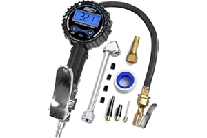 GERCHWAY Digital Tire Pressure Gauge with Inflator, Improved Leaks Protection, 200PSI Air Chuck and Compressor Accessories, Extended Hose with 360° Air Chuck