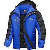 MAGCOMSEN Men's Winter Ski Jacket Snow Water Resistant Jackets Warm Fleece Coats Snowboard Work Insulated Parka Raincoat