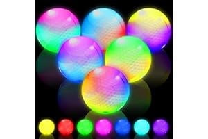 THIODOON Glow in The Dark Golf Balls with 7 Colors Keep Changing and Timer Resets Every Striking Light up LED Glowing Golf Balls 48 Hours Battery Life for Night Golfing