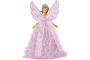 Naysku Christmas Angel Tree Topper, 1/3PCS Sparkling Angel Treetop Figurines, Fairy Angel Christmas Tree Top Ornaments, Cute Angel Doll Tree Topper, for Christmas Home Decor & Gifts (3Colors)