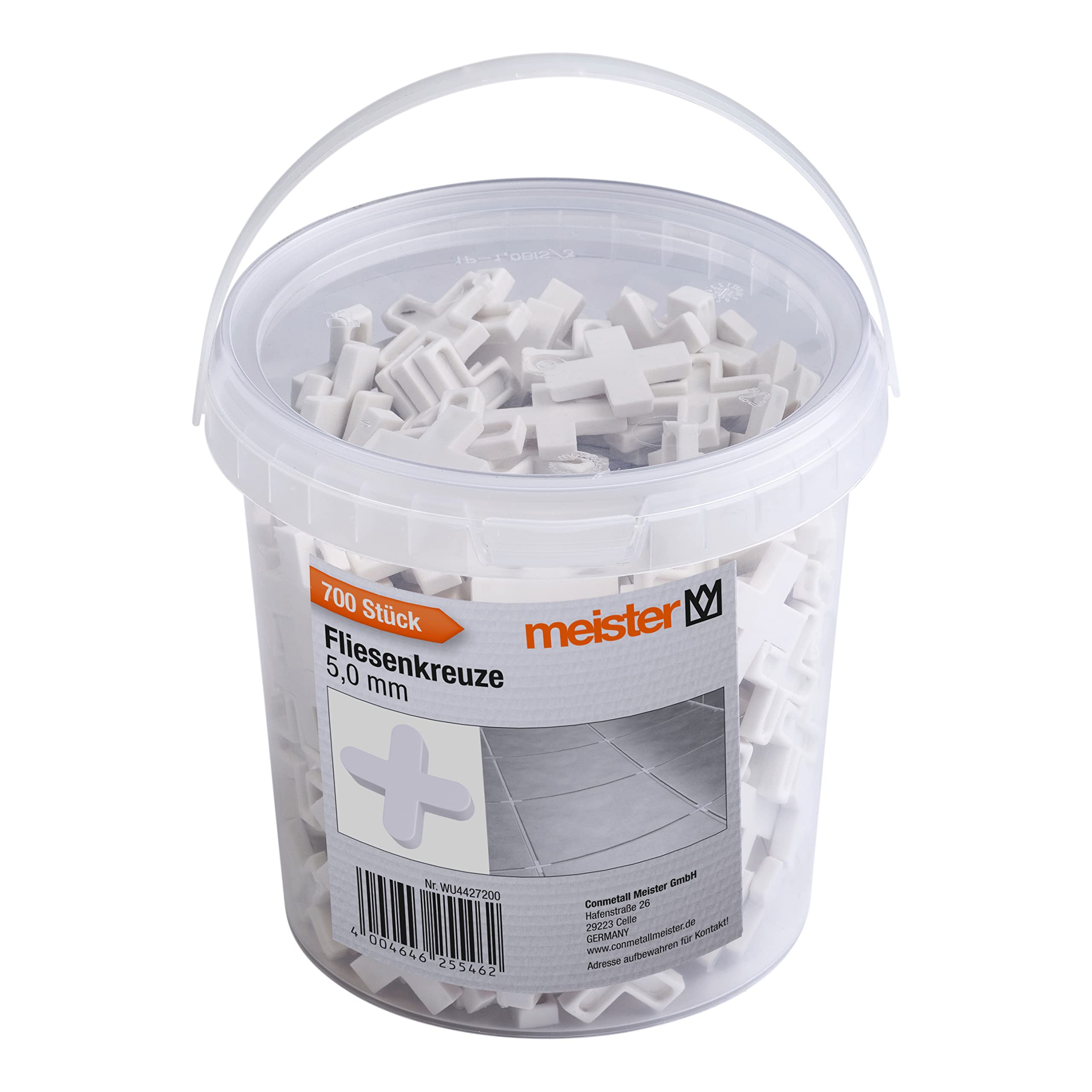 Meister Tile Spacers 5.0 mm - Practical Set of 700 - Made of Robust Polypropylene - White Joint Crosses