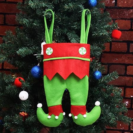Decorazioni Natalizie Con Caramelle.Humeng Decorazioni Natalizie Decorazione Natalizia Sacchetto Di Caramelle Di Natale Con Elfo Sacchetto Di Regalo Di Natale Ciondolo Per Borsa Di Vino Rosso 35 32 Cm Colore Solido Verde